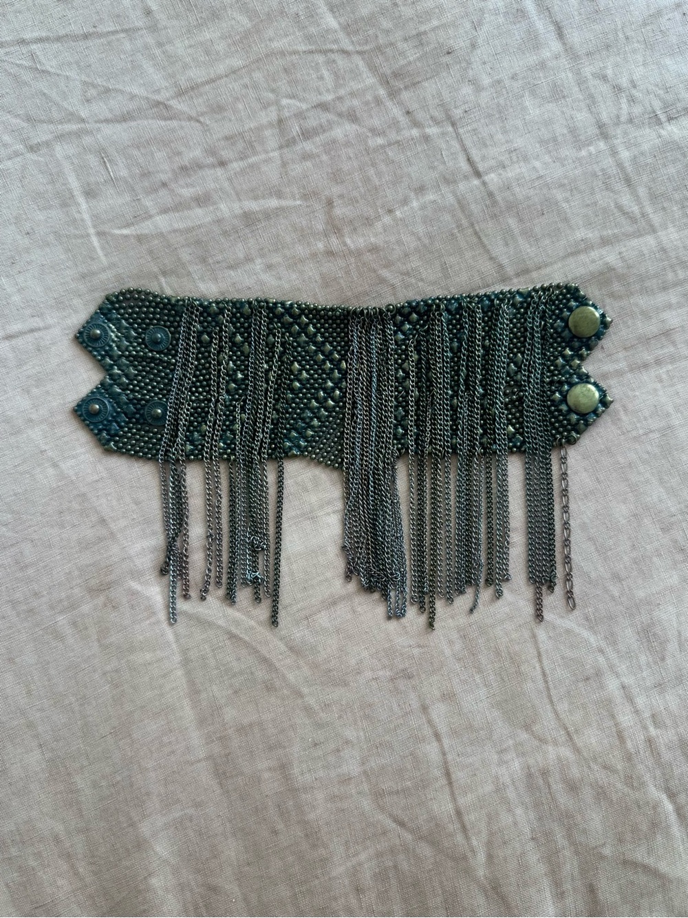 Free People Gunmetal Fringe Chain Bracelet